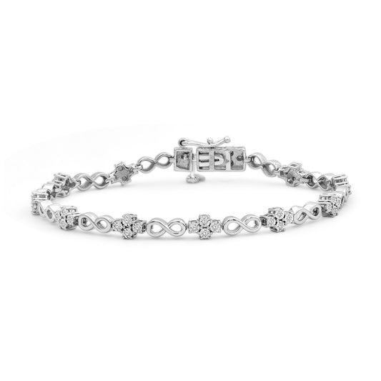 Diamond Infinity Bracelet — Deluxe Sterling Silver