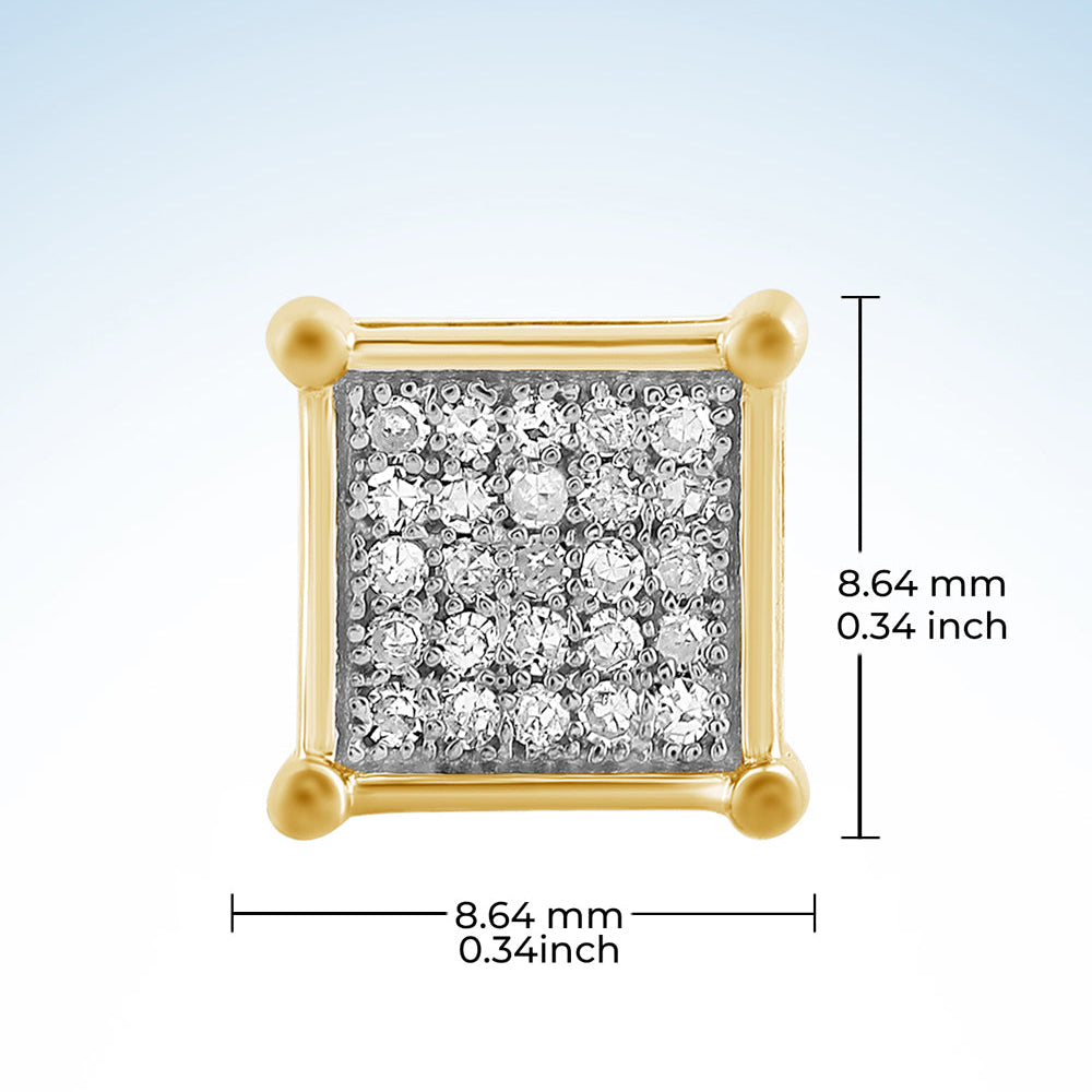 Diamond Square Gold-Plated Silver Earrings