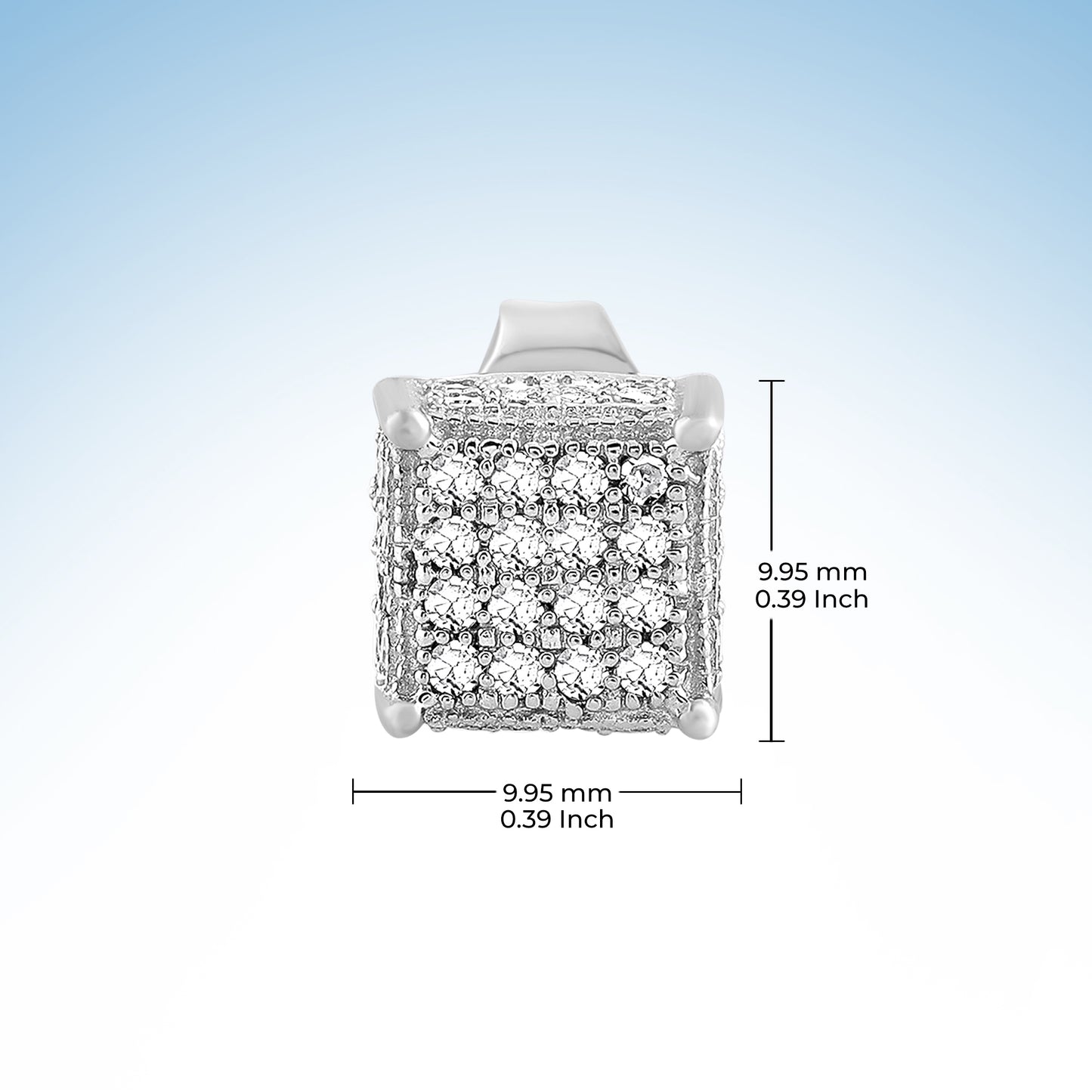 Diamond Square Milgrain Sterling Silver Earrings