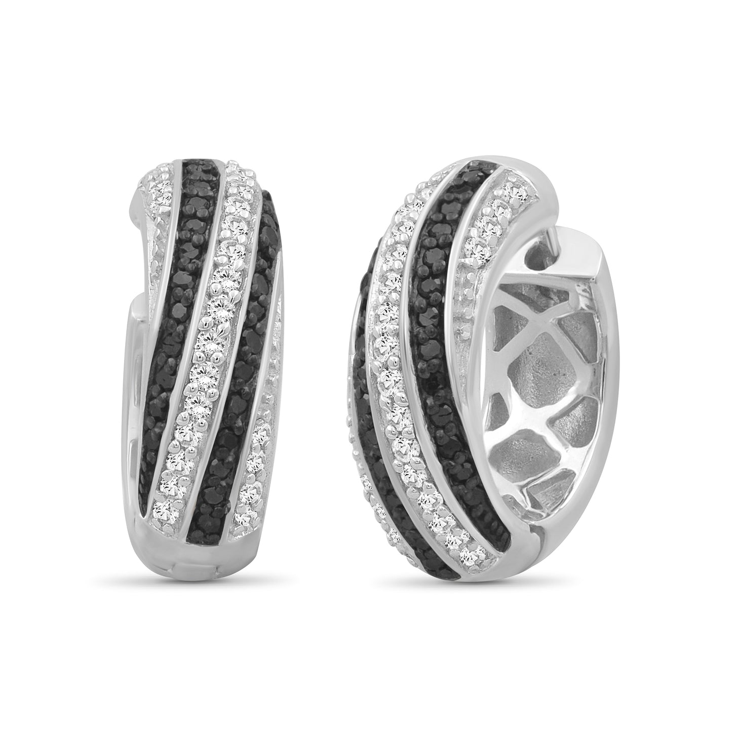 Black & White Diamond Hoop Earrings