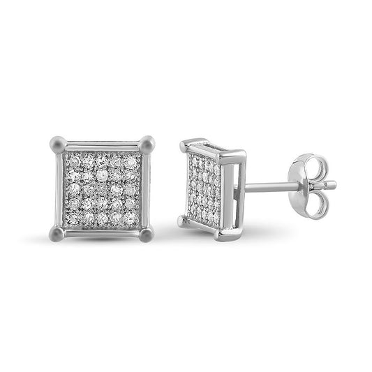 Diamond Square Sterling Silver Earrings