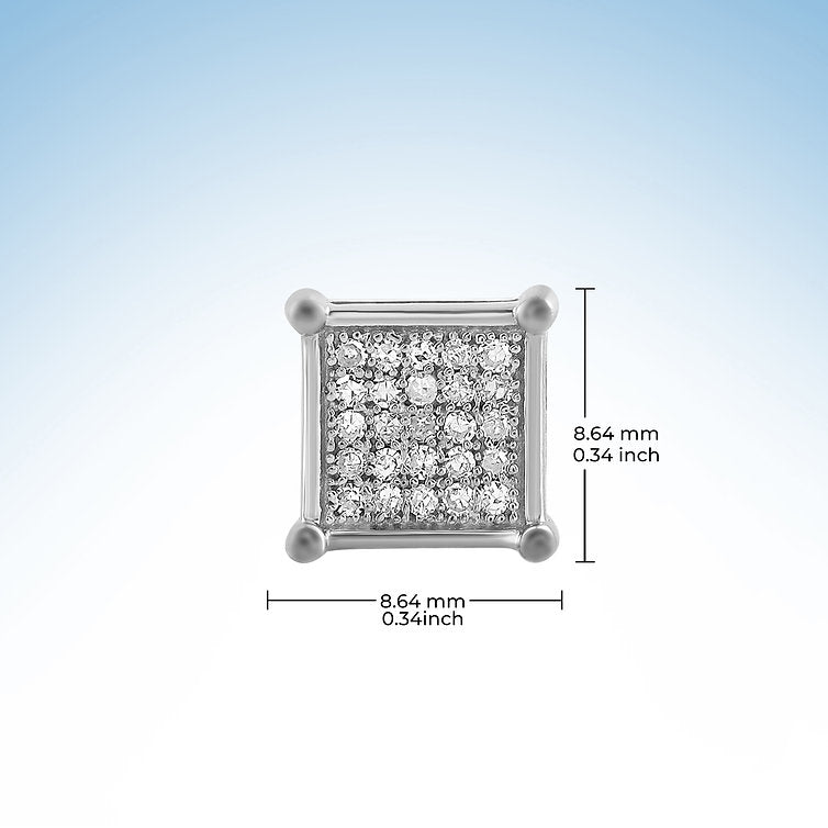 Diamond Square Sterling Silver Earrings